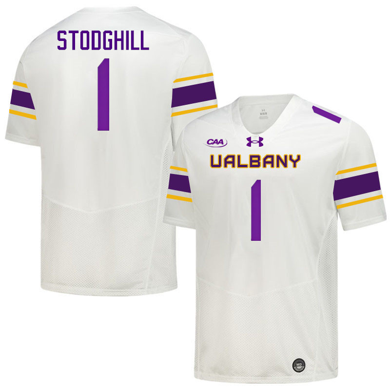 UAlbany Great Danes #1 Cam Stodghill College Football Jerseys,Uniforms-White
